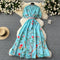 Stand Collar Courtly Floral Dress