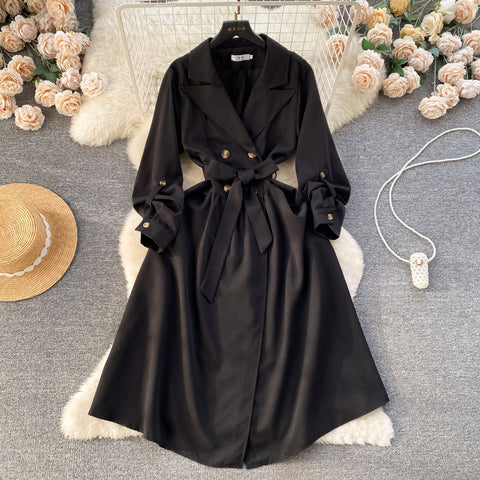 Premium Double-breasted Suit Collar Dress