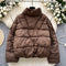 Stand Collar Zipped Puffy Jacket