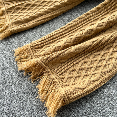 Fringed Sweater&Trousers Knitted 2Pcs