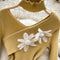 3D Flower Slim Knitwear with Choker