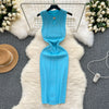 Round Collar Hollowed Knitted Dress