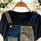 Embroidered Denim Dress&Shirt 2Pcs