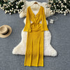 Deep V-neck Hollowed Knitted Dress