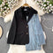 Irregular Design Denim Patchwork Blazer