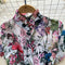 Stand Collar Floral Shirt Dress