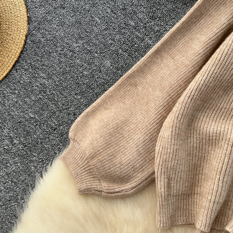 Loose Sweater&Half-body Skirt 2Pcs