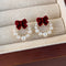 Burgundy Bow Pearl Earrings