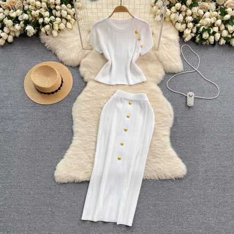 Elegant Knitwear&Skirt Knitted 2Pcs