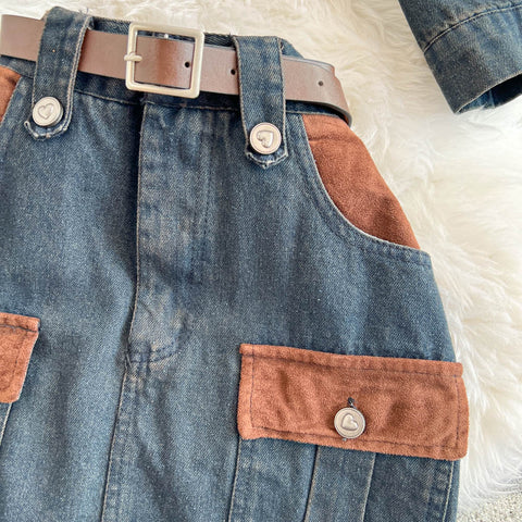 Chic Jacket&Skirt Denim 2Pcs Set
