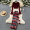 Sweater&Rainbow Striped Skirt 2Pcs