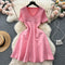 Korean Style V-neck Pink Knitted Dress