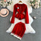 Camellia Cardigan & Skirt Elegant 2Pcs