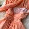 Orange Sleeveless Halter Chiffon Dress