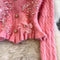 Sequined Cardigan&Twisted Skirt 2Pcs