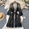 V-neck Black Lace Nightgown Dress