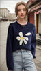 Flower Jacquard Loose-fit Sweater