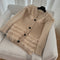 V-neck Furry Patchwork Cardigan