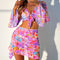 Printed Beach Skirt Bikini 4-pcs Swimsuit