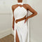 One-shoulder Pleated Hollowed Split Dress