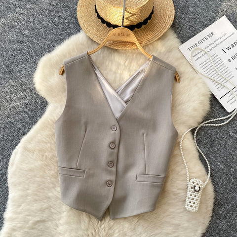 V-neck Single-breasted Suit Vest