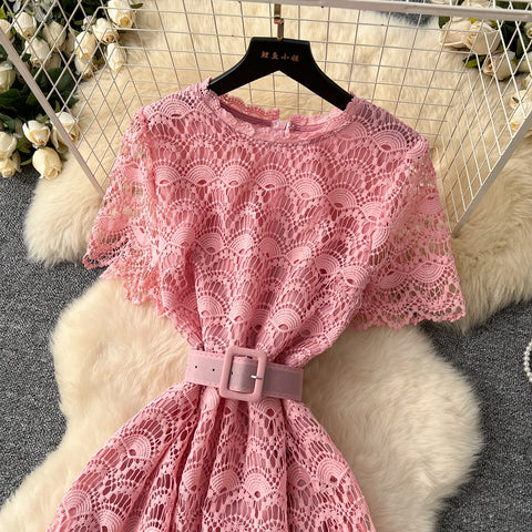 Delicate Hollowed Crochet Lace Dress