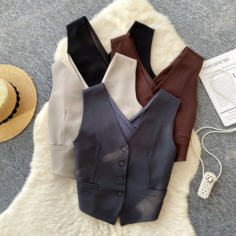V-neck Single-breasted Suit Vest