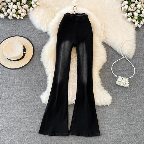 Slim-fit Elastic Wide-leg Trousers