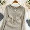 V-neck Flared Sleeve Knitted Dress