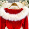 Furry Hooded Red Knitted Dress