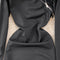 Slant Neckline Zipped Black Dress