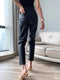 Body-shaping PU Leather Ninth Pants