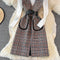 Plaid Tweed Dress&Knitwear 2Pcs