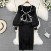 Vintage Bow-tie Black Party Dress