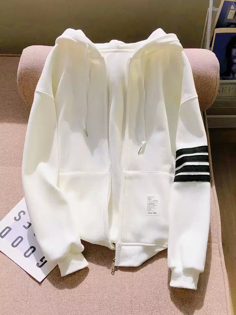 Oversized Zipped Fleece Hooded Sweatshirt