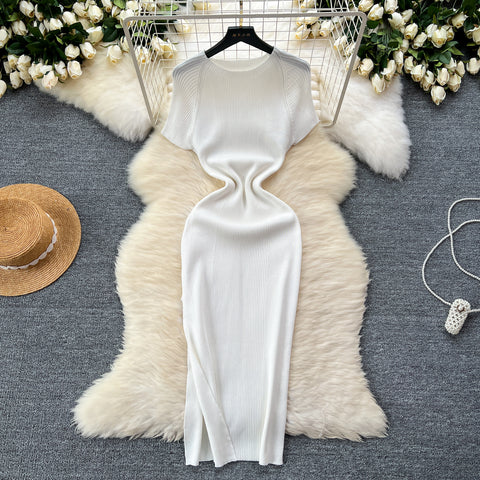 High-end Stretchy Split Knitted Dress