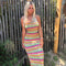 Colorful Striped Bodycon Slip Dress