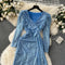 Slim-fit V-neck Sequined Party Dress