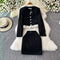 Lace Trim Cardigan&Skirt French Style 2Pcs