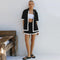 Niche Cardigan&Shorts Color Blocking 2Pcs