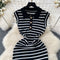 Color Blocking Striped Knitted Dress