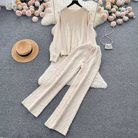 Twisted Sweater&Draped Trousers 2Pcs