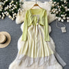 Cardigan&Chiffon Slip Dress 2Pcs