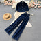 Midriff-baring Blazer&Jeans Denim 2Pcs