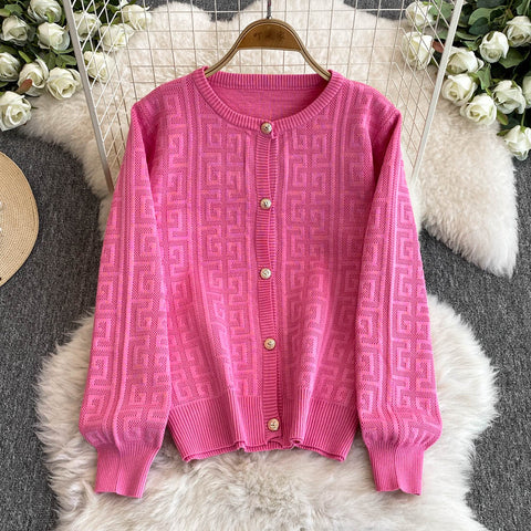 Crochet Cardigan&Wide-leg Trousers 2Pcs