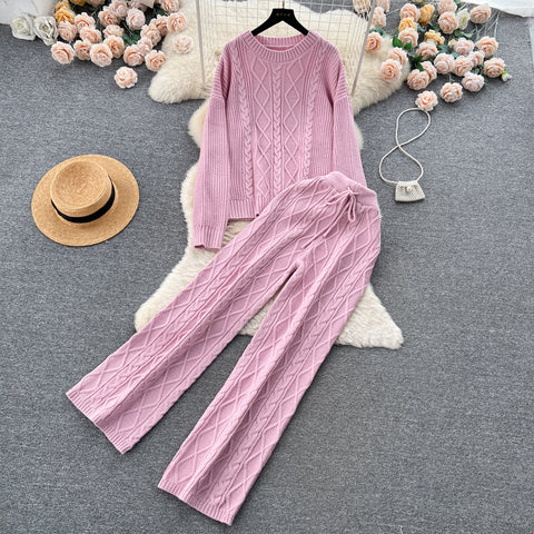 Twisted Sweater&Draped Trousers 2Pcs