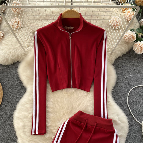 Zipped Jacket&Shorts Striped 2Pcs