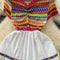 Ethnic Colorful Embroidered Patchwork Dress