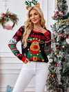 3D Moose Embroidered Sequined Sweater