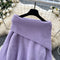 Off-shoulder Lapeled Purple Sweater